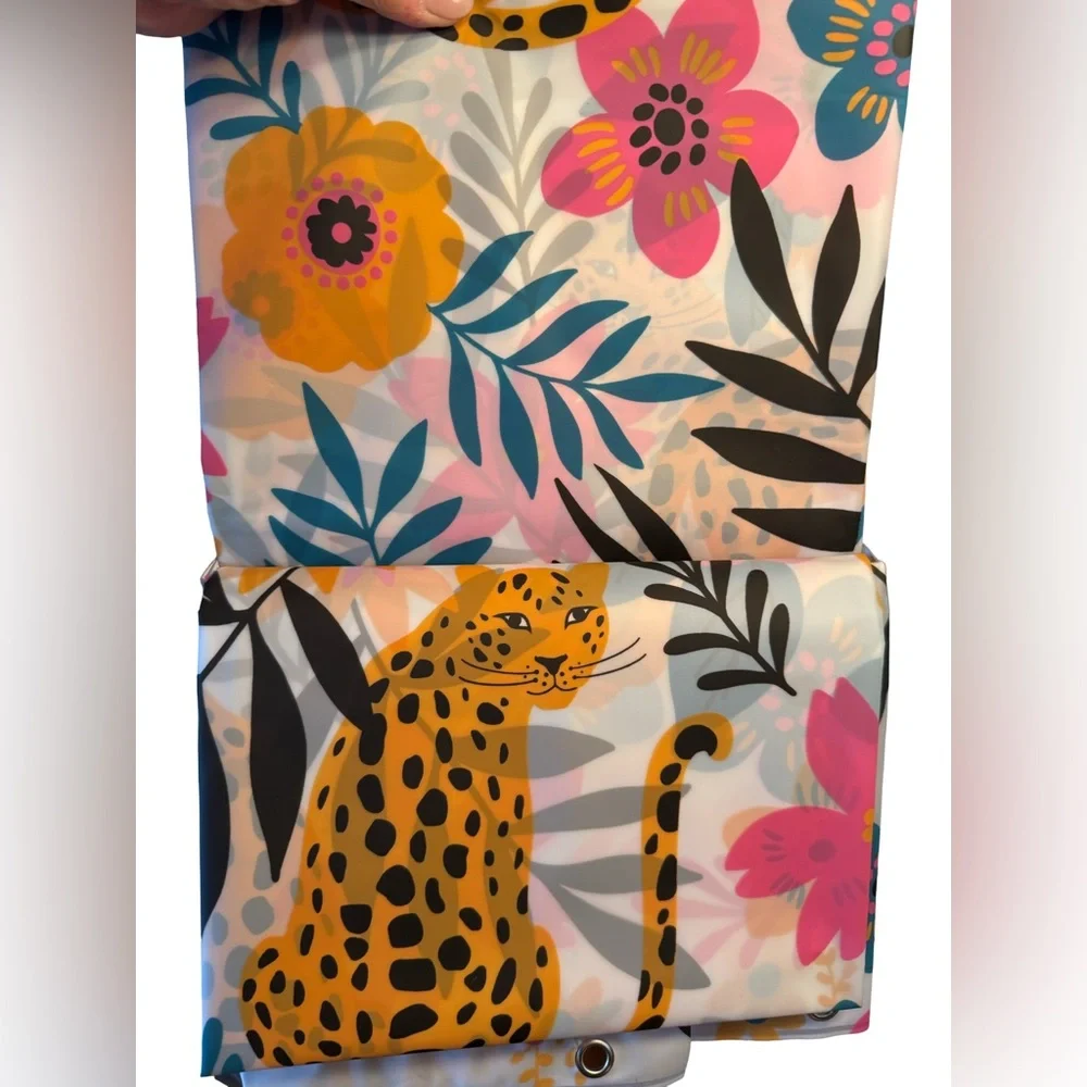 Floral Garden Home Collection NWT Stunning Floral Leopard PEVA Shower Curtain